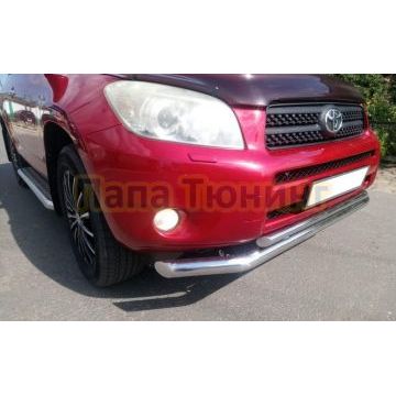 Защита переднего бампера двойная d 60/42 для Toyota RAV4 2006-2009