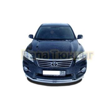 Защита переднего бампера двойная d60/42 для Toyota RAV4 2010-2012