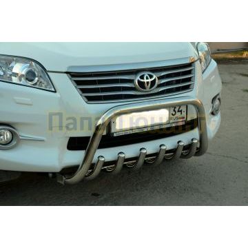 Защита переднего бампера скоба низкая+акула d53/42 для Toyota RAV4 2010-2012
