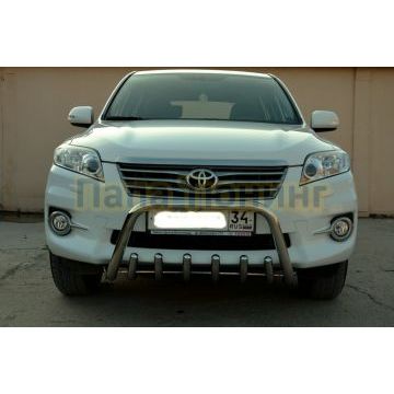 Защита переднего бампера скоба низкая+акула d53/42 для Toyota RAV4 2010-2012