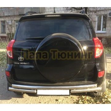 Защита заднего бампера двойная d60/60 для Toyota RAV4 2010-2012