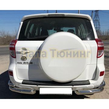 Защита заднего бампера угловая двойная d76/42 для Toyota RAV4 2010-2012