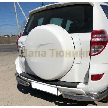 Защита заднего бампера угловая двойная d76/42 для Toyota RAV4 2010-2012