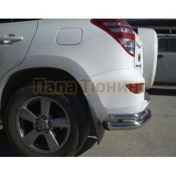 Защита заднего бампера угловая двойная d76/42 для Toyota RAV4 2010-2012