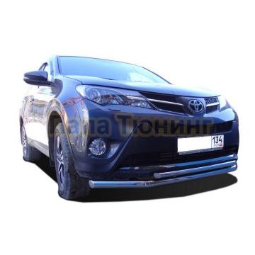 Защита переднего бампера двойная d60/42 для Toyota RAV4 2013-2015