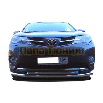 Защита переднего бампера двойная d60/42 для Toyota RAV4 2013-2015