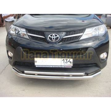 Защита переднего бампера двойная d60/42 для Toyota RAV4 2013-2015