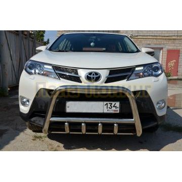 Защита переднего бампера скоба низкая+акула d60/42/42 для Toyota RAV4 2013-2015