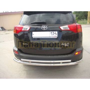 Защита заднего бампера двойная d60/42 для Toyota RAV4 2013-2015