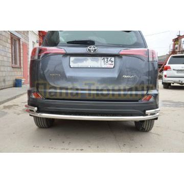 Защита заднего бампера двойная d60/42 для Toyota RAV4 2015-2019