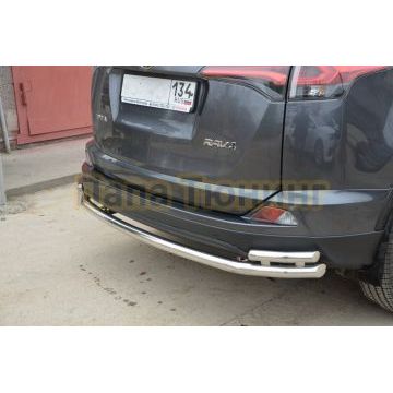 Защита заднего бампера двойная d60/42 для Toyota RAV4 2015-2019