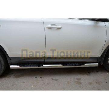 Пороги труба с проступью d76 для Toyota RAV4 2013-2015