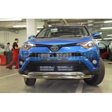 Защита переднего бампера (радиус) двойная d60/42 для Toyota RAV4 2015-2019