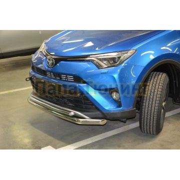 Защита переднего бампера (радиус) двойная d60/42 для Toyota RAV4 2015-2019