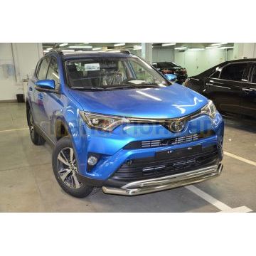 Защита переднего бампера (радиус) двойная d60/42 для Toyota RAV4 2015-2019