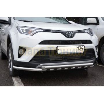 Защита переднего бампера с декором d53/53 для Toyota RAV4 2015-2019