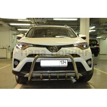 Защита переднего бампера скоба низкая+акула d60/42/42 для Toyota RAV4 2015-2019