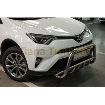 Защита переднего бампера скоба низкая+акула d60/42/42 для Toyota RAV4 2015-2019