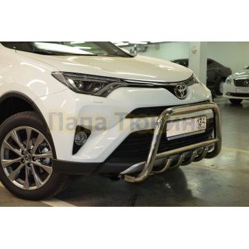 Защита переднего бампера скоба низкая+акула d60/42/42 для Toyota RAV4 2015-2019