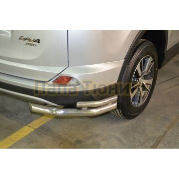 Защита заднего бампера двойная угловая d60/42 для Toyota RAV4 2015-2019
