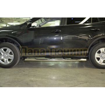 Пороги труба с проступью d76 для Toyota RAV4 2015-2019