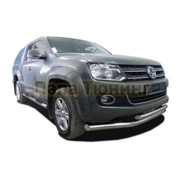 Защита переднего бампера двойная d76/60 Volkswagen Amarok 2009-2015