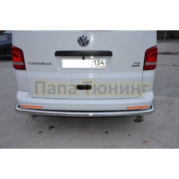 Защита заднего бампера угловая большая d60 для Volkswagen T5 Caravella 2009-2015