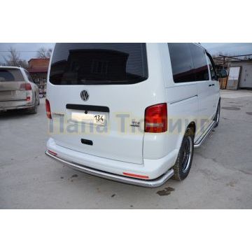 Защита заднего бампера угловая большая d60 для Volkswagen T5 Caravella 2009-2015