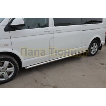 Защита штатного порога (длинная база) d60 для Volkswagen T5 Caravella 2009-2015