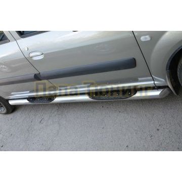 Пороги труба с проступью d76 для Lada Largus 2012-
