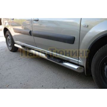 Пороги труба с проступью d76 для Lada Largus 2012-