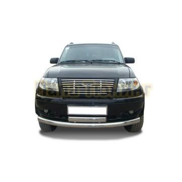 Защита переднего бампера двойная овал d76/75х42 для УАЗ Патриот 2005-2014