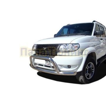 Защита переднего бампера радиус с низкой скобой d76/60 для УАЗ Патриот 2005-2014