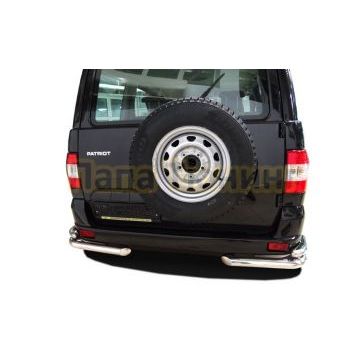 Защита заднего бампера угловая двойная d60/42 для УАЗ Патриот 2015-2017