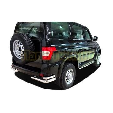 Защита заднего бампера угловая двойная d60/42 для УАЗ Патриот 2015-2017