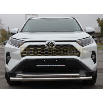 Защита переднего бампера (радиус) двойная d60/42 для Toyota RAV4 2019-