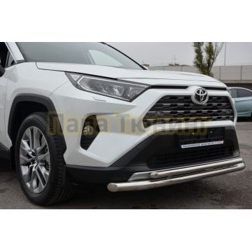 Защита переднего бампера (радиус) двойная d60/42 для Toyota RAV4 2019-