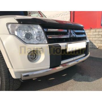 Защита переднего бампера d75х42 (овал) для Mitsubishi Pajero IV 2006-2017