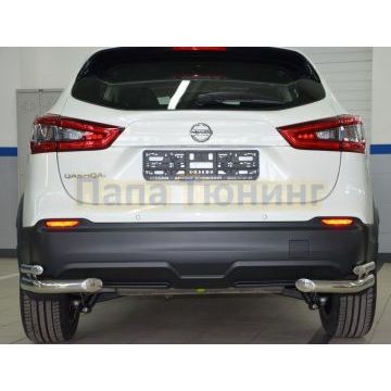 Защита заднего бампера угловая двойная d60/42 для Nissan Qashqai 2019-