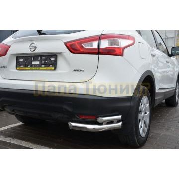 Защита заднего бампера угловая двойная d60/42 для Nissan Qashqai 2019-
