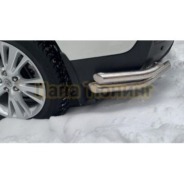 Защита заднего бампера угловая удлиненная d60/53 для Toyota Highlander (2010-2014)