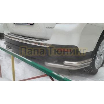 Защита заднего бампера угловая удлиненная d60/53 для Toyota Highlander (2010-2014)