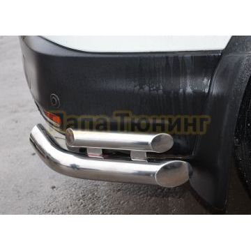 Защита заднего бампера угловая двойная d60/42 для Nissan Qashqai (2015-2019)