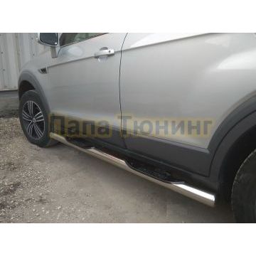 Пороги труба с проступью d76 для Chevrolet Captiva (2012-...)