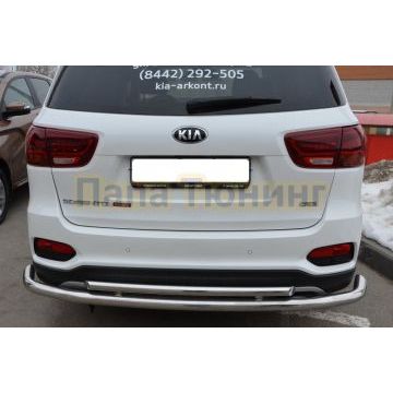 Защита заднего бампера угловая двойная большая d60/42 для Kia Sorento Prime 2018-