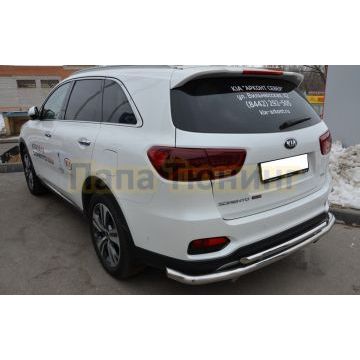 Защита заднего бампера угловая двойная большая d60/42 для Kia Sorento Prime 2018-