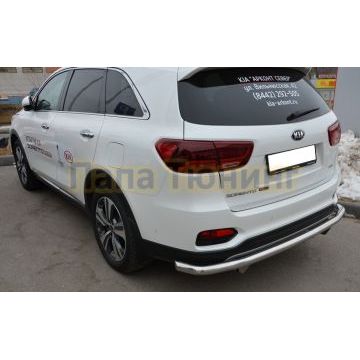 Защита заднего бампера угловая большая d60 для Kia Sorento Prime 2018-