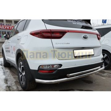 Защита заднего бампера двойная угловая большая d60/42 для Kia Sportage 2018-2021