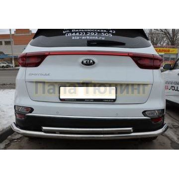Защита заднего бампера двойная угловая большая d60/42 для Kia Sportage 2018-2021