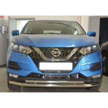 Защита переднего бампера двойная d60/42 для Nissan Qashqai 2019-